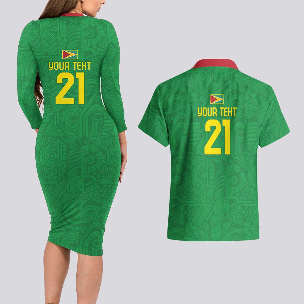 Golden Jaguars Fan Pride Custom Couples Matching Long Sleeve Bodycon Dress and Hawaiian Shirt Support Green Gold and Glory - Wonder Print Shop