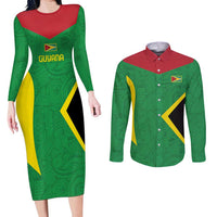 Golden Jaguars Fan Pride Custom Couples Matching Long Sleeve Bodycon Dress and Long Sleeve Button Shirt Support Green Gold and Glory - Wonder Print Shop
