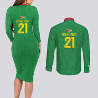 Golden Jaguars Fan Pride Custom Couples Matching Long Sleeve Bodycon Dress and Long Sleeve Button Shirt Support Green Gold and Glory - Wonder Print Shop