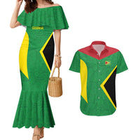 Golden Jaguars Fan Pride Custom Couples Matching Mermaid Dress and Hawaiian Shirt Support Green Gold and Glory - Wonder Print Shop