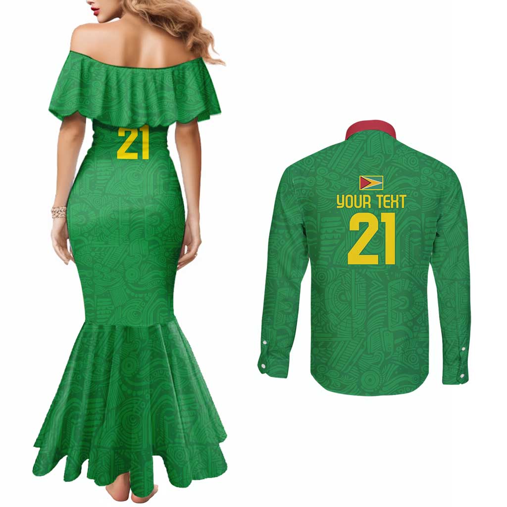 Golden Jaguars Fan Pride Custom Couples Matching Mermaid Dress and Long Sleeve Button Shirt Support Green Gold and Glory - Wonder Print Shop
