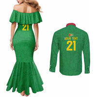 Golden Jaguars Fan Pride Custom Couples Matching Mermaid Dress and Long Sleeve Button Shirt Support Green Gold and Glory - Wonder Print Shop