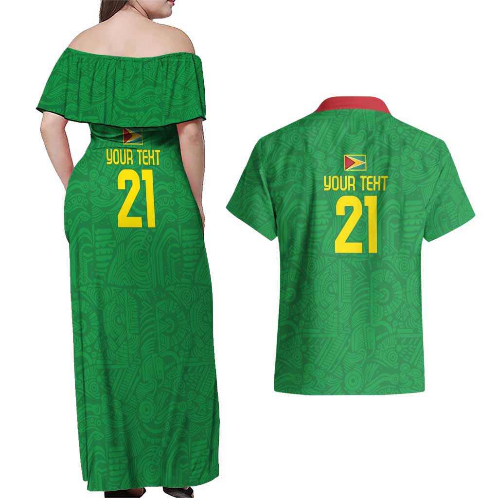 Golden Jaguars Fan Pride Custom Couples Matching Off Shoulder Maxi Dress and Hawaiian Shirt Support Green Gold and Glory - Wonder Print Shop
