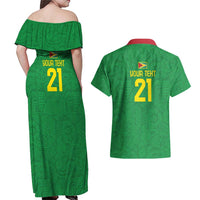 Golden Jaguars Fan Pride Custom Couples Matching Off Shoulder Maxi Dress and Hawaiian Shirt Support Green Gold and Glory - Wonder Print Shop