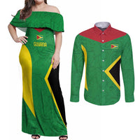 Golden Jaguars Fan Pride Custom Couples Matching Off Shoulder Maxi Dress and Long Sleeve Button Shirt Support Green Gold and Glory - Wonder Print Shop