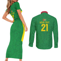 Golden Jaguars Fan Pride Custom Couples Matching Short Sleeve Bodycon Dress and Long Sleeve Button Shirt Support Green Gold and Glory - Wonder Print Shop