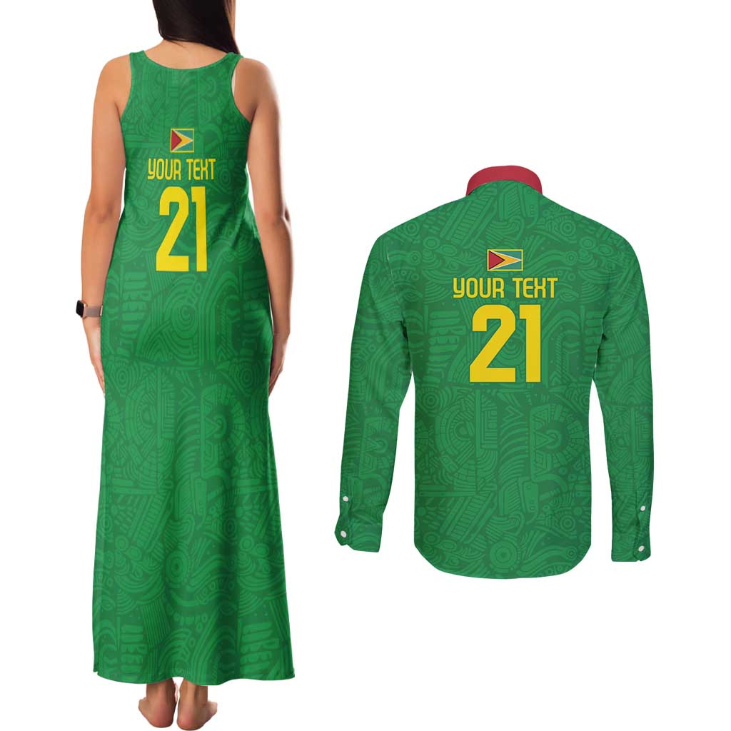 Golden Jaguars Fan Pride Custom Couples Matching Tank Maxi Dress and Long Sleeve Button Shirt Support Green Gold and Glory - Wonder Print Shop