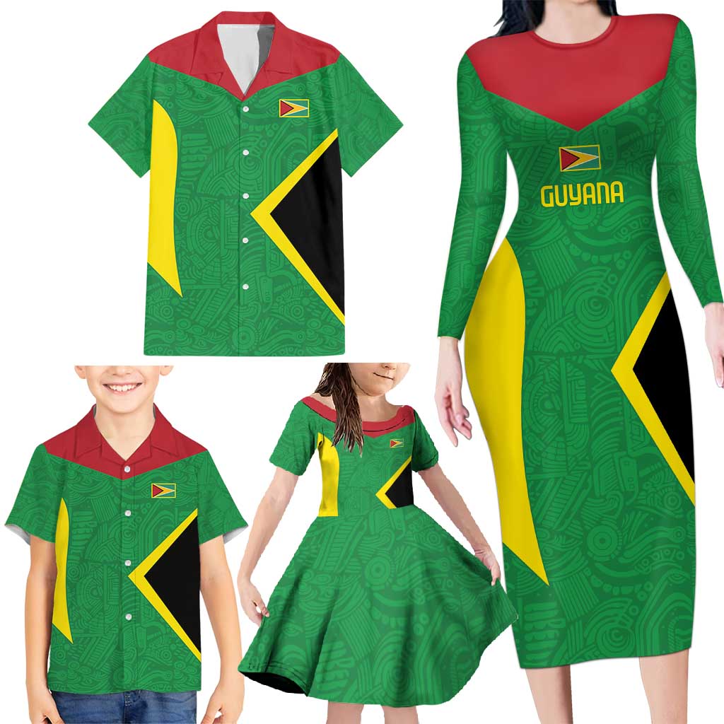 Golden Jaguars Fan Pride Custom Family Matching Long Sleeve Bodycon Dress and Hawaiian Shirt Support Green Gold and Glory - Wonder Print Shop