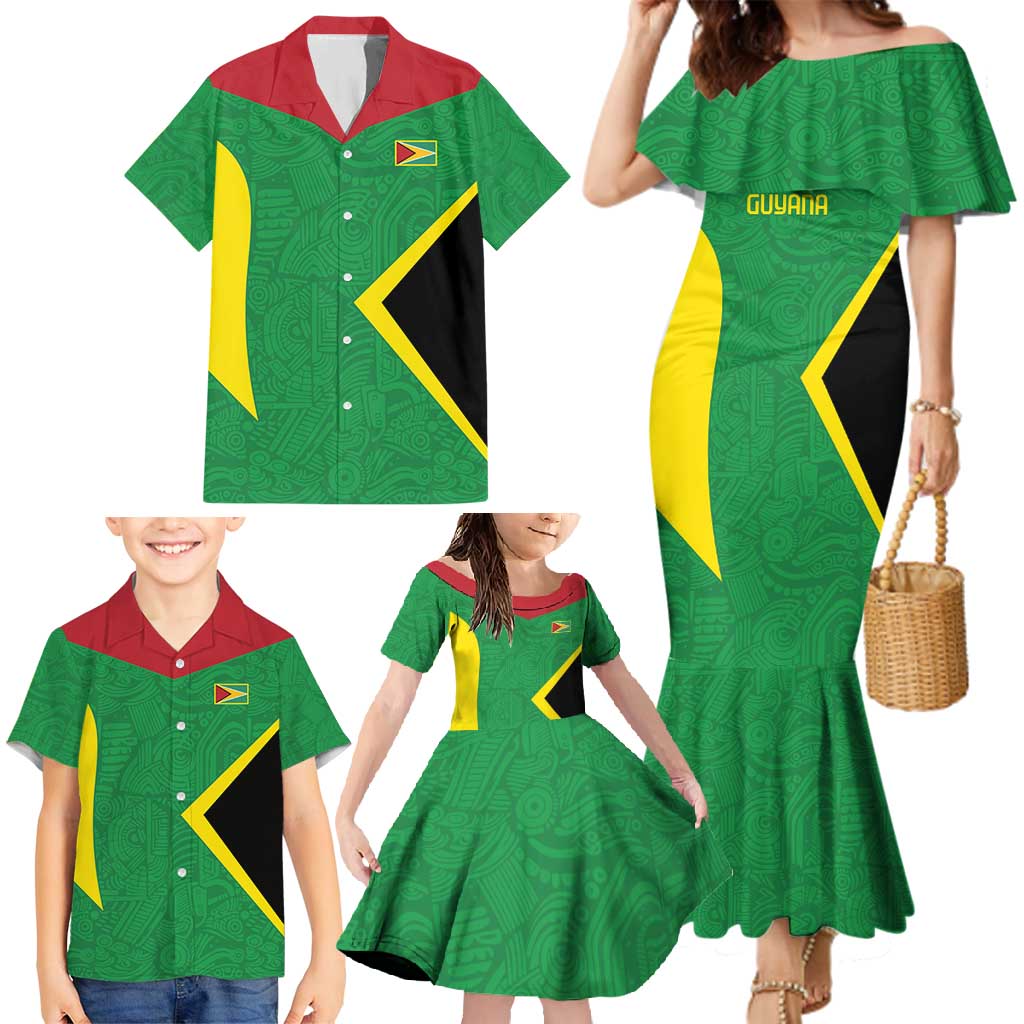 Golden Jaguars Fan Pride Custom Family Matching Mermaid Dress and Hawaiian Shirt Support Green Gold and Glory - Wonder Print Shop