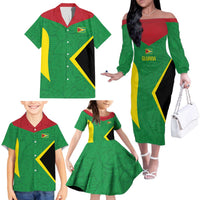 Golden Jaguars Fan Pride Custom Family Matching Off The Shoulder Long Sleeve Dress and Hawaiian Shirt Support Green Gold and Glory - Wonder Print Shop