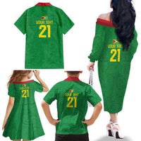 Golden Jaguars Fan Pride Custom Family Matching Off The Shoulder Long Sleeve Dress and Hawaiian Shirt Support Green Gold and Glory - Wonder Print Shop