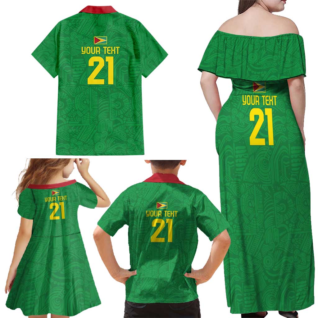 Golden Jaguars Fan Pride Custom Family Matching Off Shoulder Maxi Dress and Hawaiian Shirt Support Green Gold and Glory - Wonder Print Shop