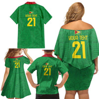 Golden Jaguars Fan Pride Custom Family Matching Off Shoulder Short Dress and Hawaiian Shirt Support Green Gold and Glory - Wonder Print Shop