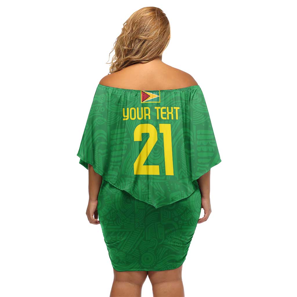 Golden Jaguars Fan Pride Custom Family Matching Off Shoulder Short Dress and Hawaiian Shirt Support Green Gold and Glory - Wonder Print Shop