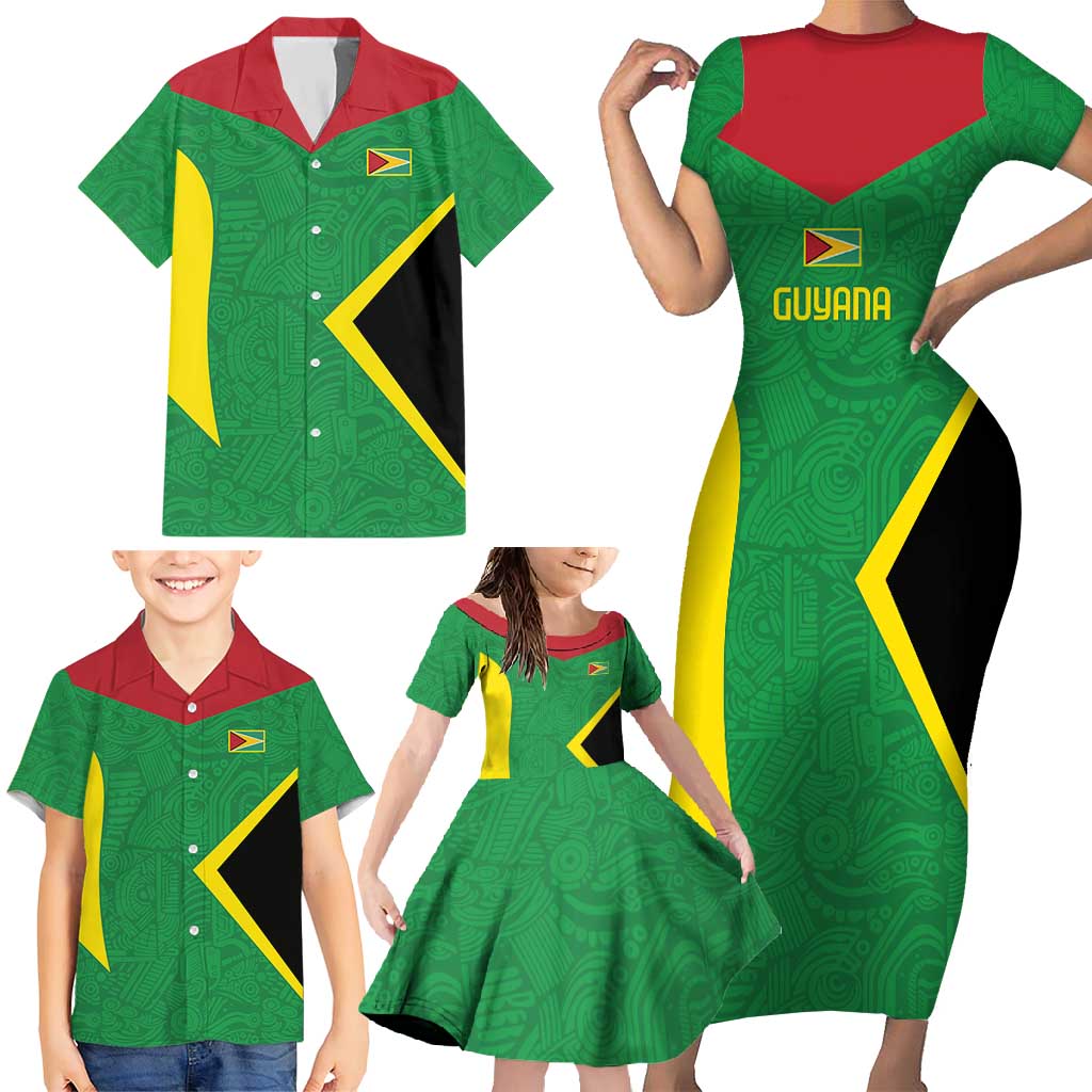 Golden Jaguars Fan Pride Custom Family Matching Short Sleeve Bodycon Dress and Hawaiian Shirt Support Green Gold and Glory - Wonder Print Shop