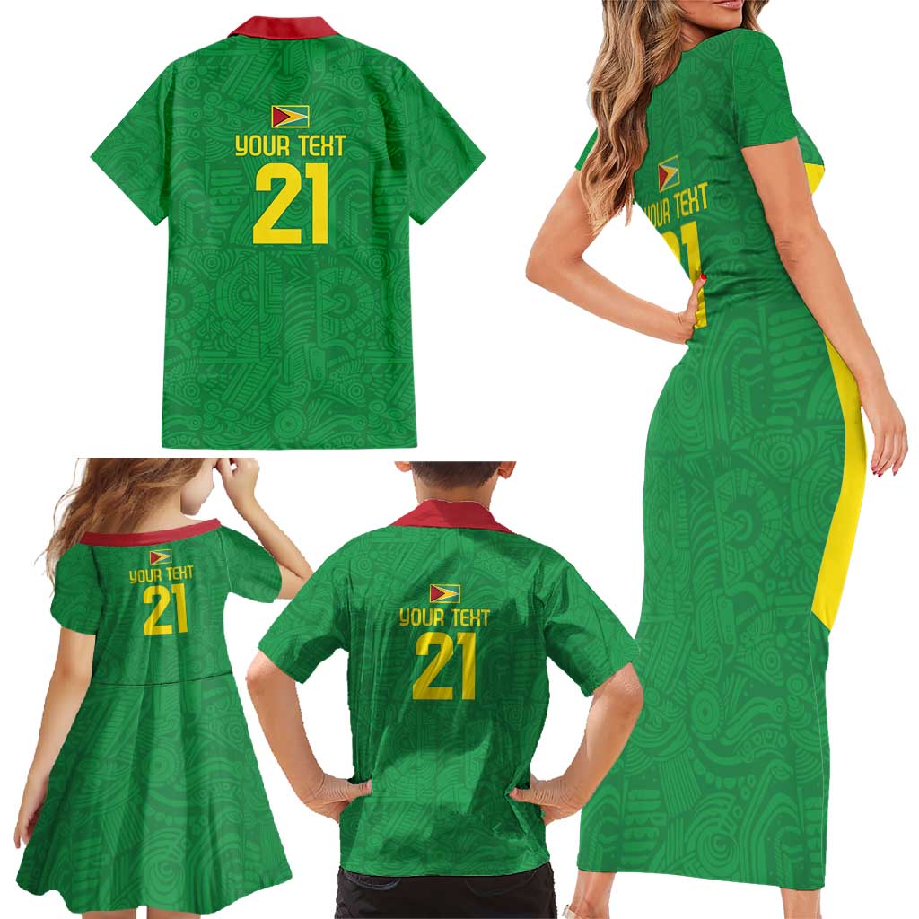 Golden Jaguars Fan Pride Custom Family Matching Short Sleeve Bodycon Dress and Hawaiian Shirt Support Green Gold and Glory - Wonder Print Shop