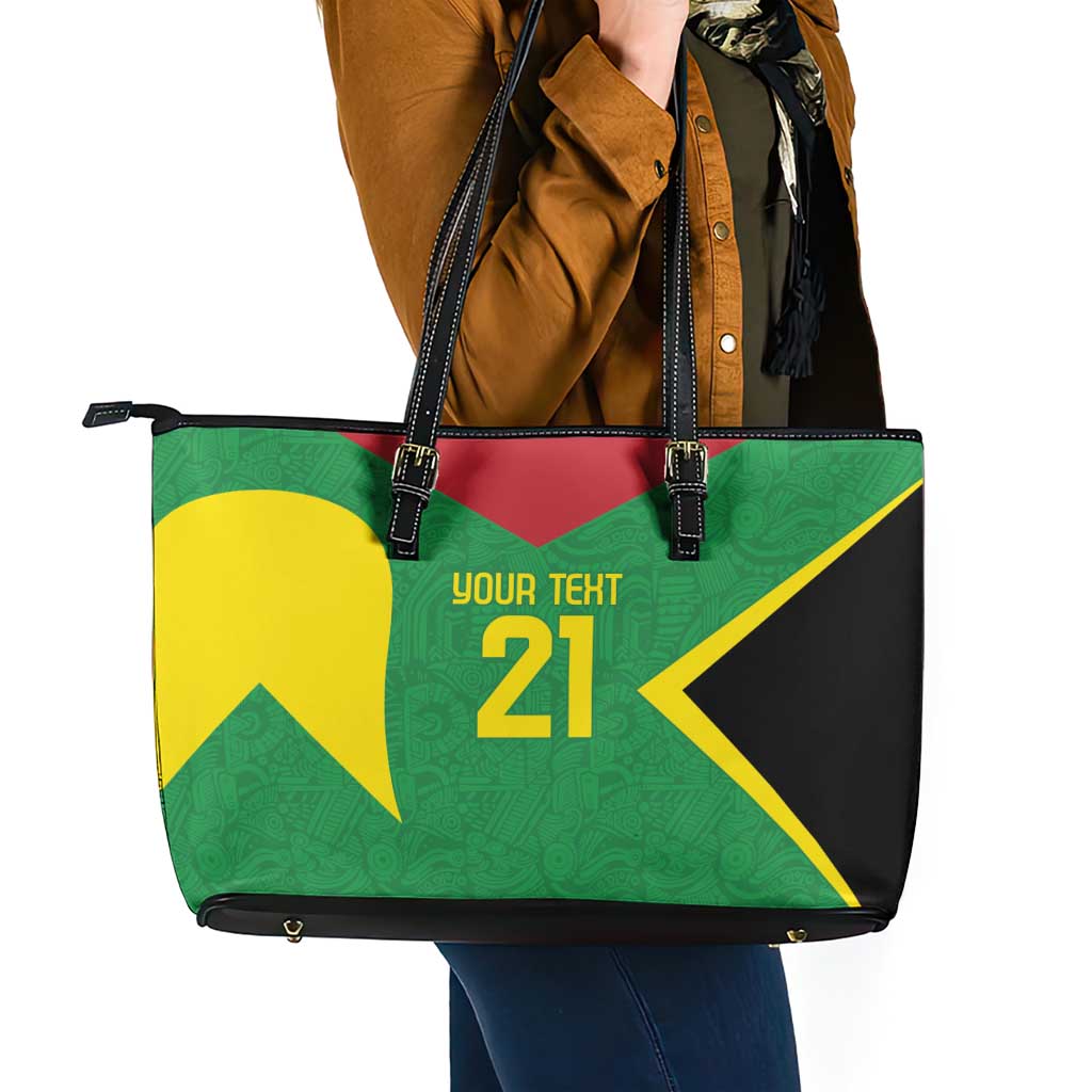 Golden Jaguars Fan Pride Custom Leather Tote Bag Support Green Gold and Glory - Wonder Print Shop