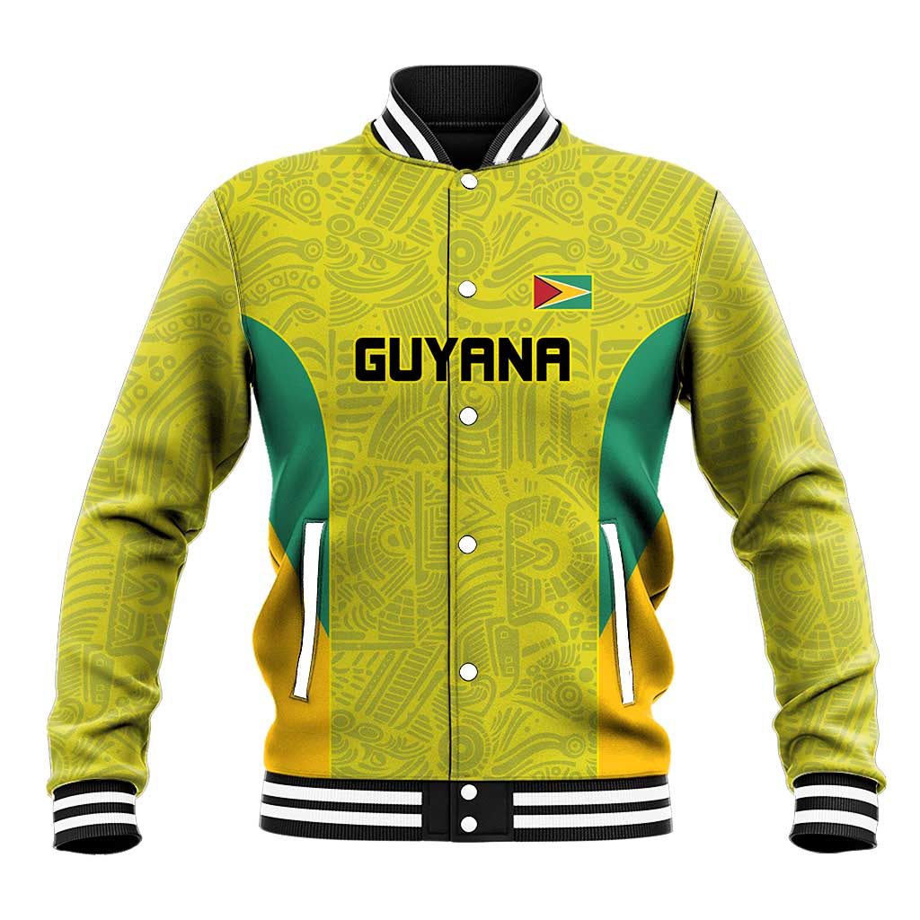 Golden Jaguars Football Custom Baseball Jacket Proud of Guyana - Wonder Print Shop