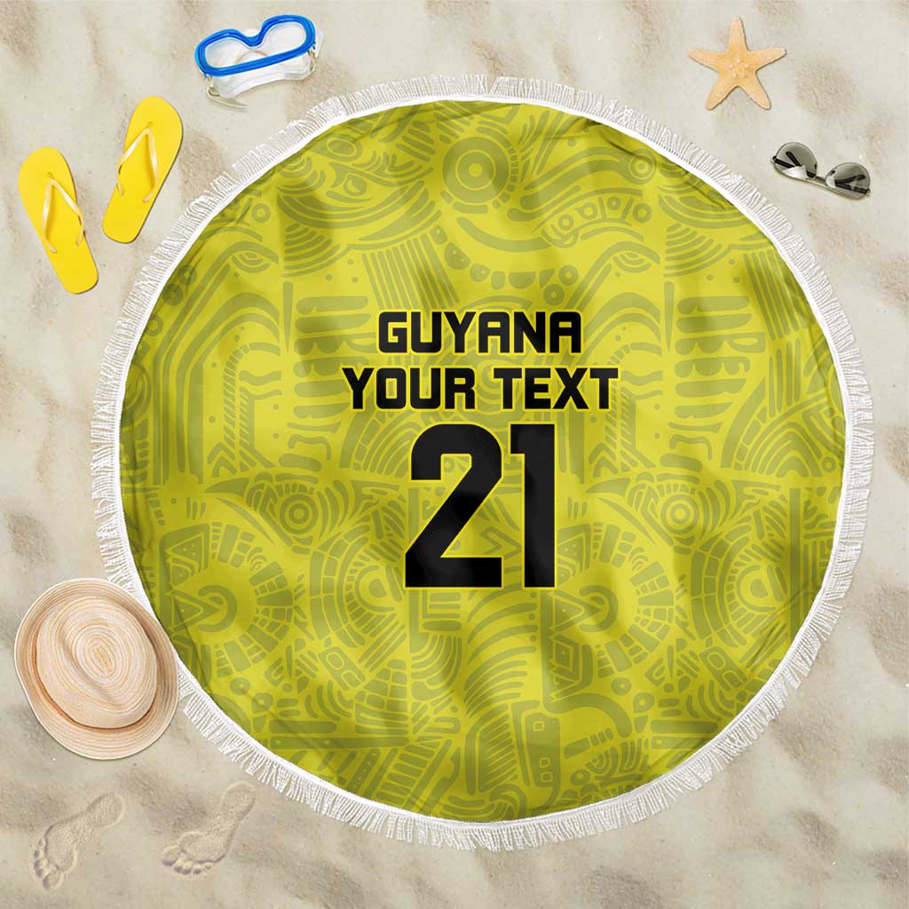 Golden Jaguars Football Custom Beach Blanket Proud of Guyana - Wonder Print Shop