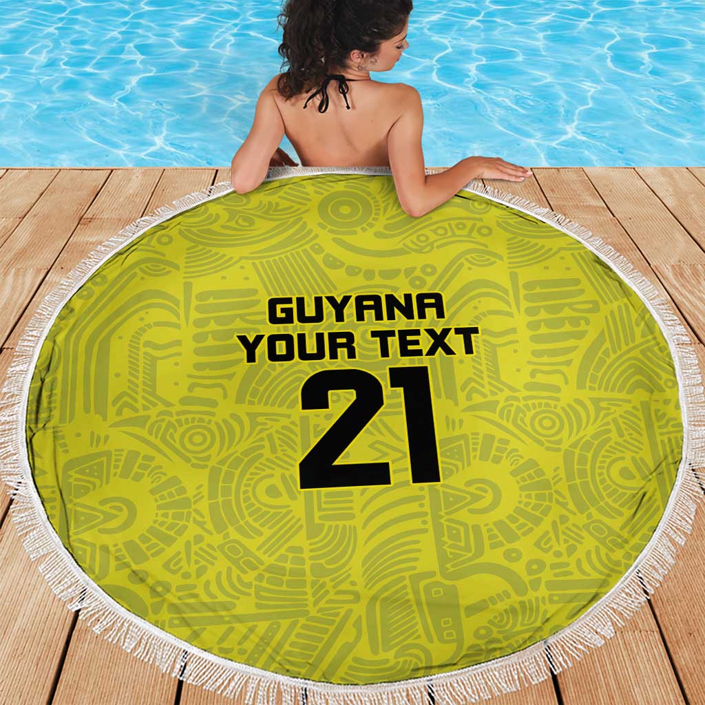 Golden Jaguars Football Custom Beach Blanket Proud of Guyana - Wonder Print Shop