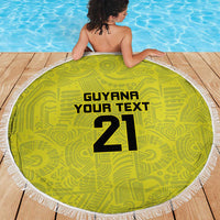 Golden Jaguars Football Custom Beach Blanket Proud of Guyana - Wonder Print Shop