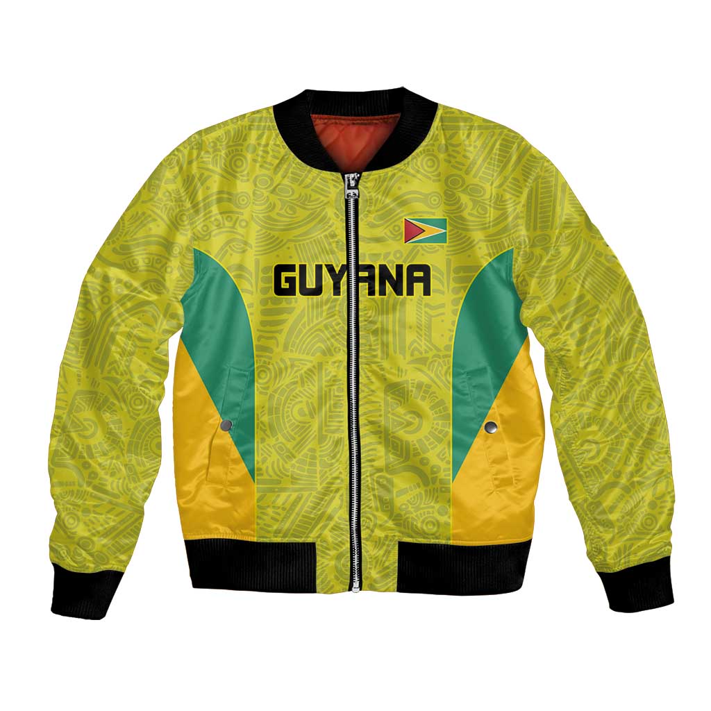 Golden Jaguars Football Custom Bomber Jacket Proud of Guyana - Wonder Print Shop