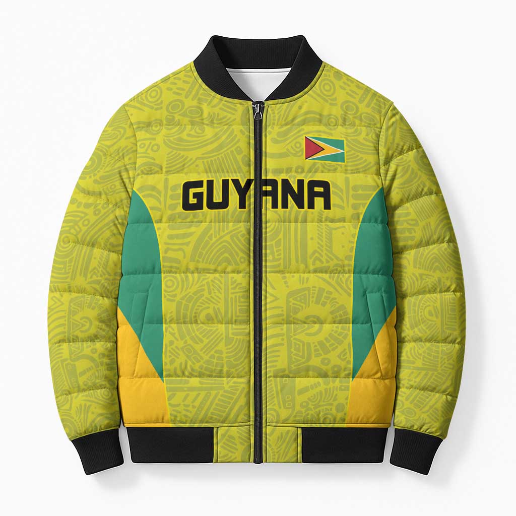 Golden Jaguars Football Custom Bomber Puffer Jacket Proud of Guyana - Wonder Print Shop