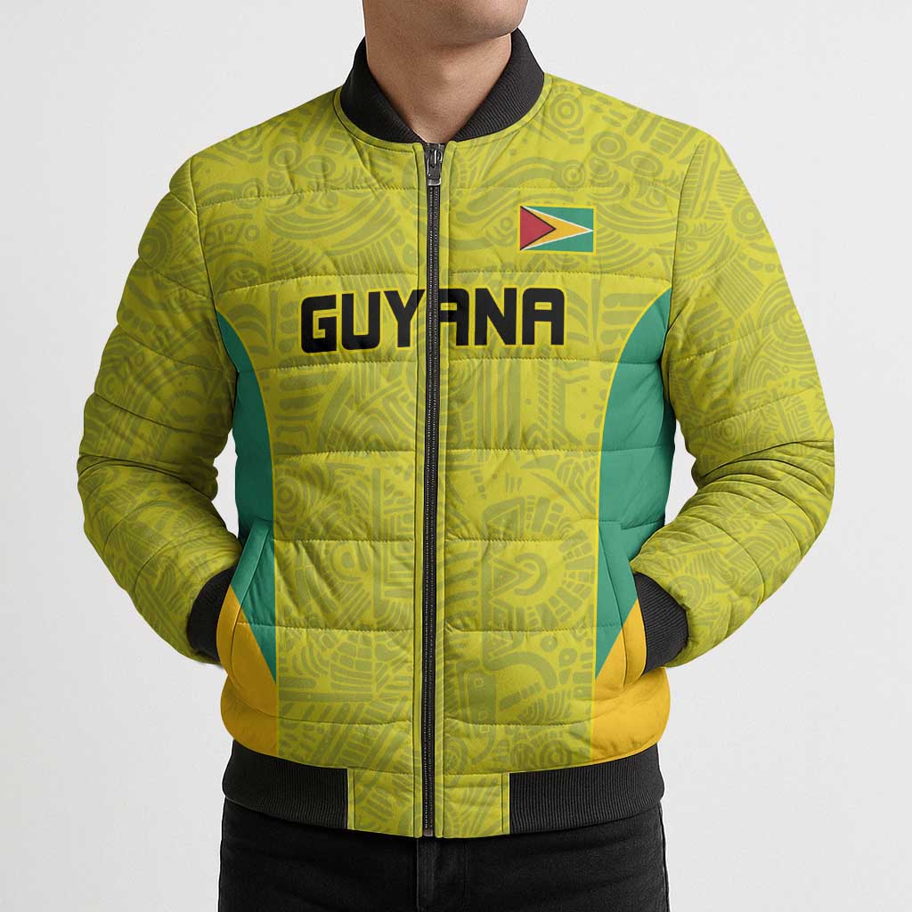 Golden Jaguars Football Custom Bomber Puffer Jacket Proud of Guyana - Wonder Print Shop