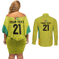 Golden Jaguars Football Custom Couples Matching Off Shoulder Short Dress and Long Sleeve Button Shirt Proud of Guyana - Wonder Print Shop