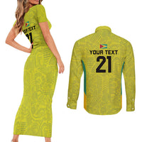 Golden Jaguars Football Custom Couples Matching Short Sleeve Bodycon Dress and Long Sleeve Button Shirt Proud of Guyana - Wonder Print Shop