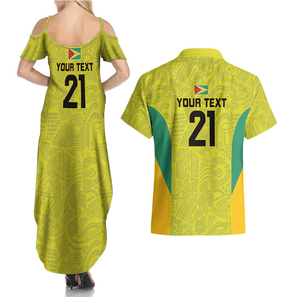 Golden Jaguars Football Custom Couples Matching Summer Maxi Dress and Hawaiian Shirt Proud of Guyana - Wonder Print Shop