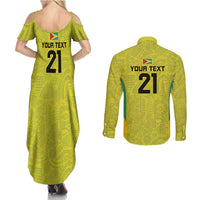 Golden Jaguars Football Custom Couples Matching Summer Maxi Dress and Long Sleeve Button Shirt Proud of Guyana - Wonder Print Shop