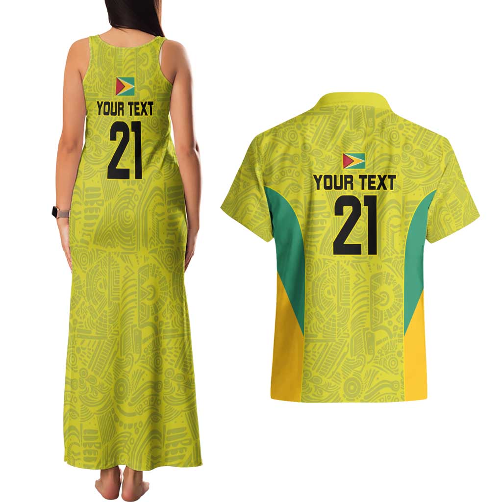 Golden Jaguars Football Custom Couples Matching Tank Maxi Dress and Hawaiian Shirt Proud of Guyana - Wonder Print Shop