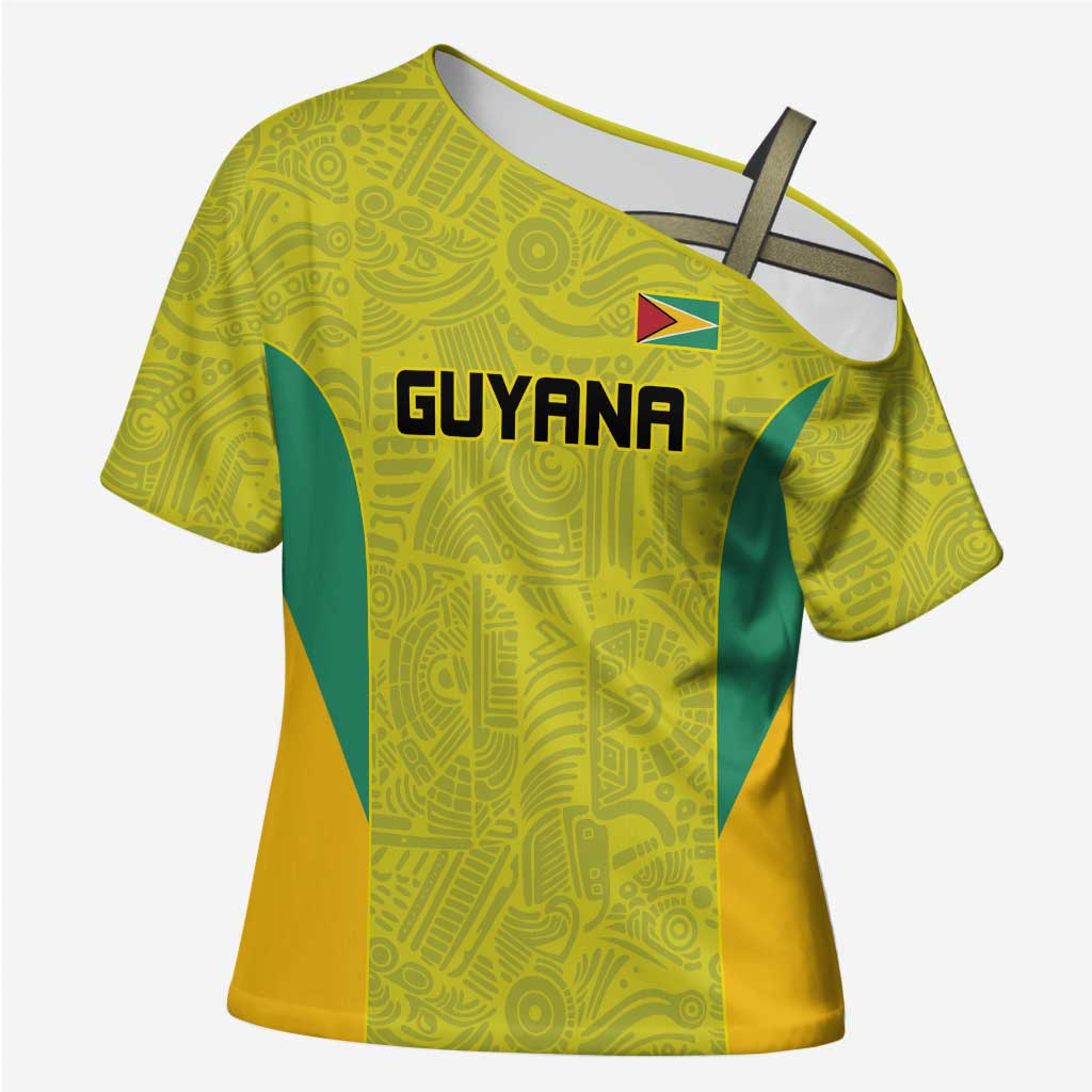 Golden Jaguars Football Custom Cross Shoulder Shirt Proud of Guyana - Wonder Print Shop