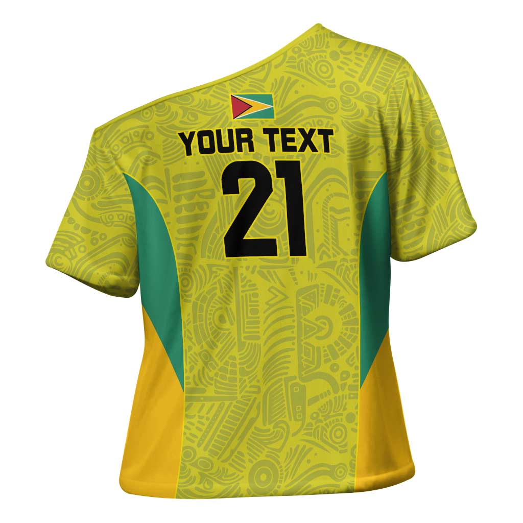 Golden Jaguars Football Custom Cross Shoulder Shirt Proud of Guyana - Wonder Print Shop