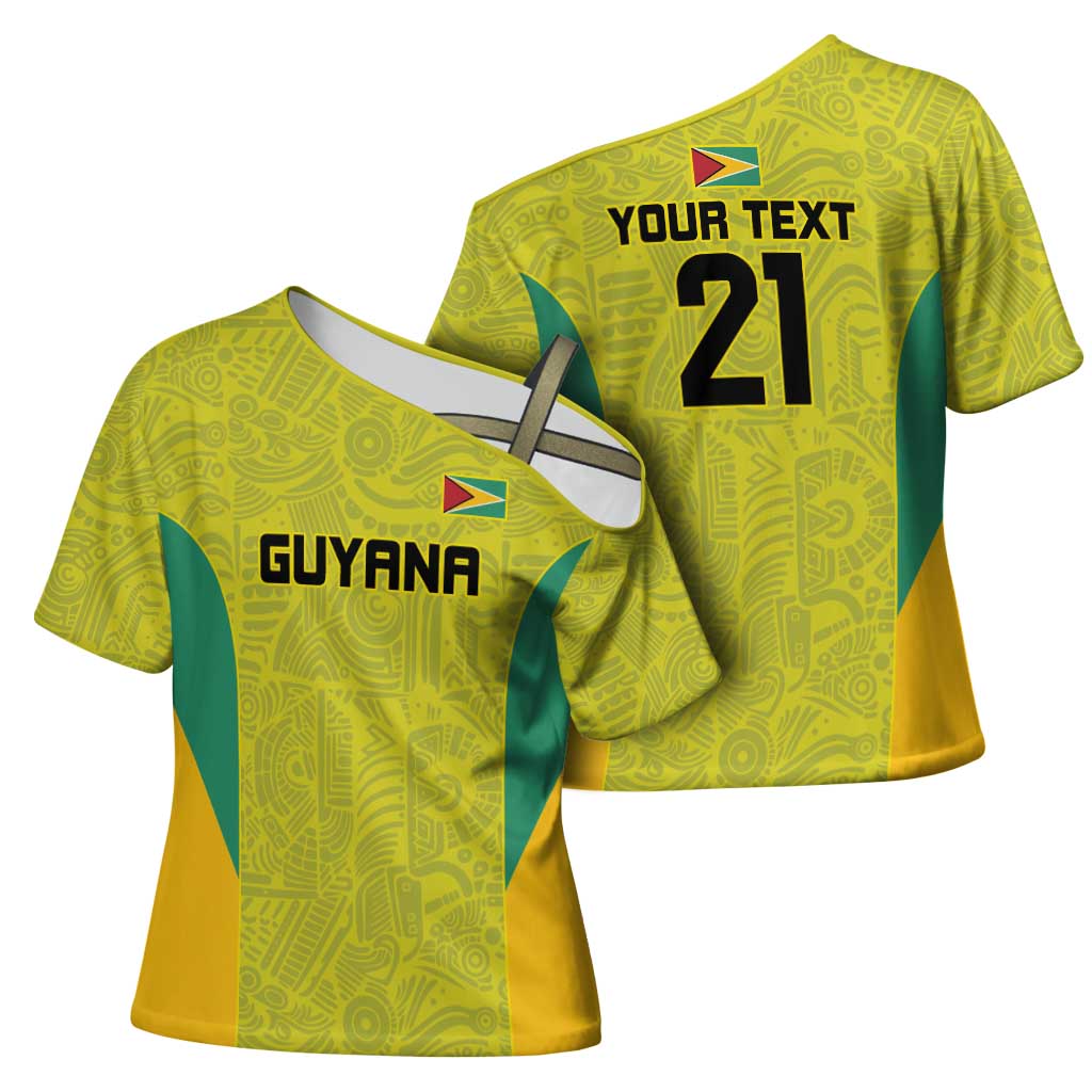 Golden Jaguars Football Custom Cross Shoulder Shirt Proud of Guyana - Wonder Print Shop