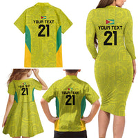 Golden Jaguars Football Custom Family Matching Long Sleeve Bodycon Dress and Hawaiian Shirt Proud of Guyana - Wonder Print Shop