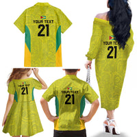 Golden Jaguars Football Custom Family Matching Off The Shoulder Long Sleeve Dress and Hawaiian Shirt Proud of Guyana - Wonder Print Shop