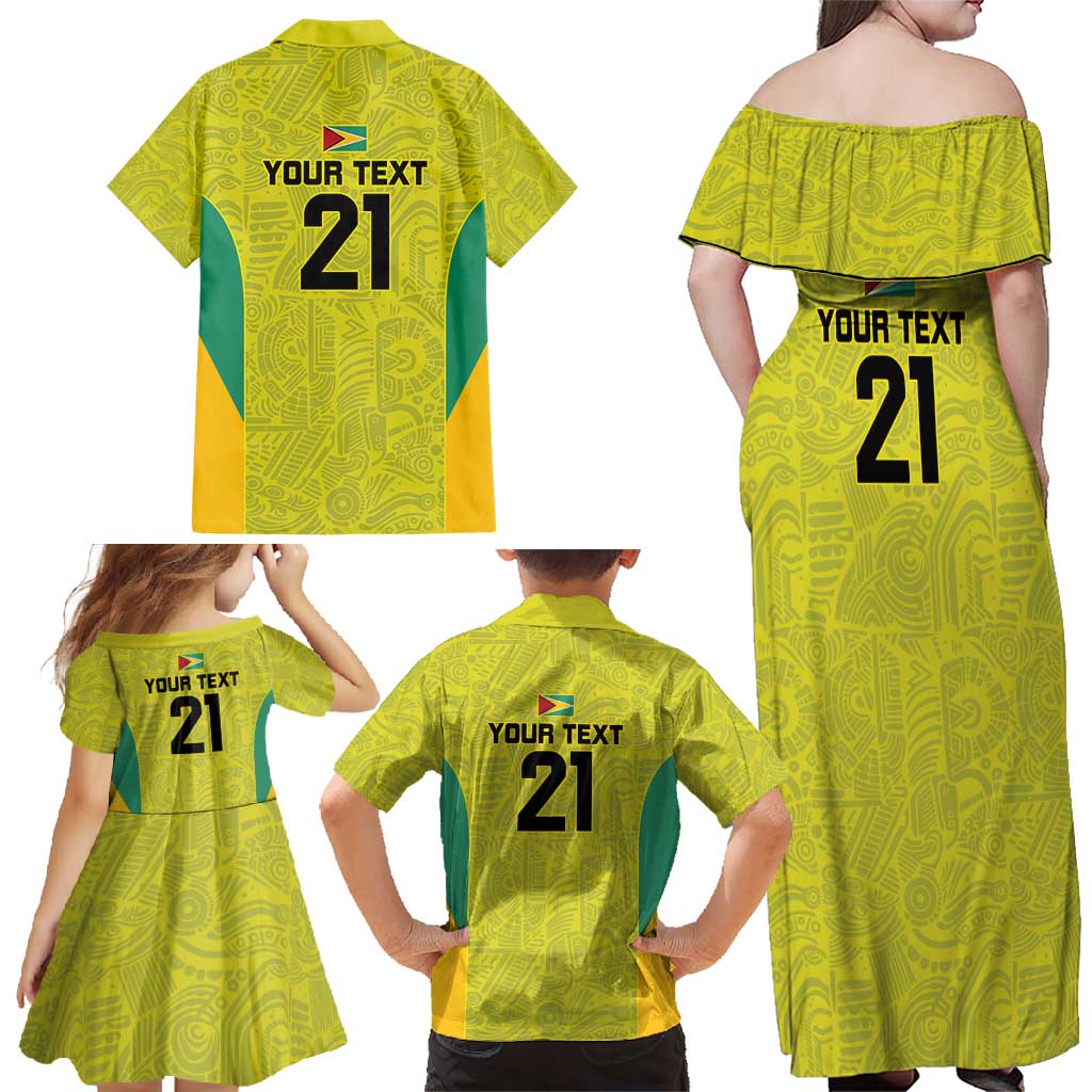 Golden Jaguars Football Custom Family Matching Off Shoulder Maxi Dress and Hawaiian Shirt Proud of Guyana - Wonder Print Shop