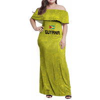 Golden Jaguars Football Custom Family Matching Off Shoulder Maxi Dress and Hawaiian Shirt Proud of Guyana - Wonder Print Shop