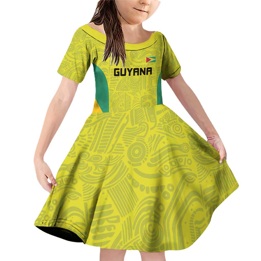 Golden Jaguars Football Custom Family Matching Off Shoulder Short Dress and Hawaiian Shirt Proud of Guyana - Wonder Print Shop