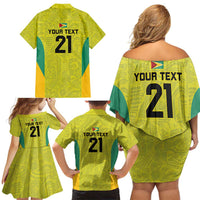 Golden Jaguars Football Custom Family Matching Off Shoulder Short Dress and Hawaiian Shirt Proud of Guyana - Wonder Print Shop