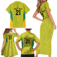 Golden Jaguars Football Custom Family Matching Short Sleeve Bodycon Dress and Hawaiian Shirt Proud of Guyana - Wonder Print Shop