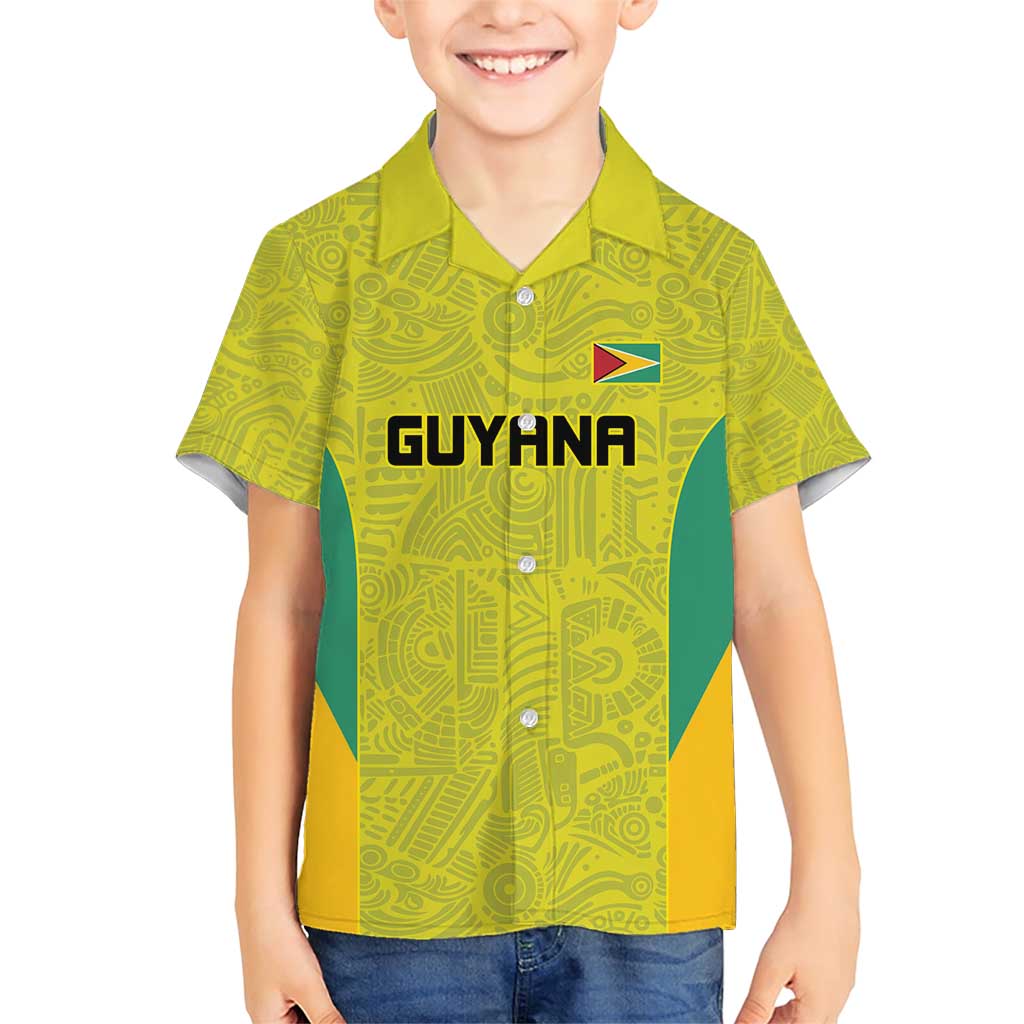 Golden Jaguars Football Custom Family Matching Short Sleeve Bodycon Dress and Hawaiian Shirt Proud of Guyana - Wonder Print Shop