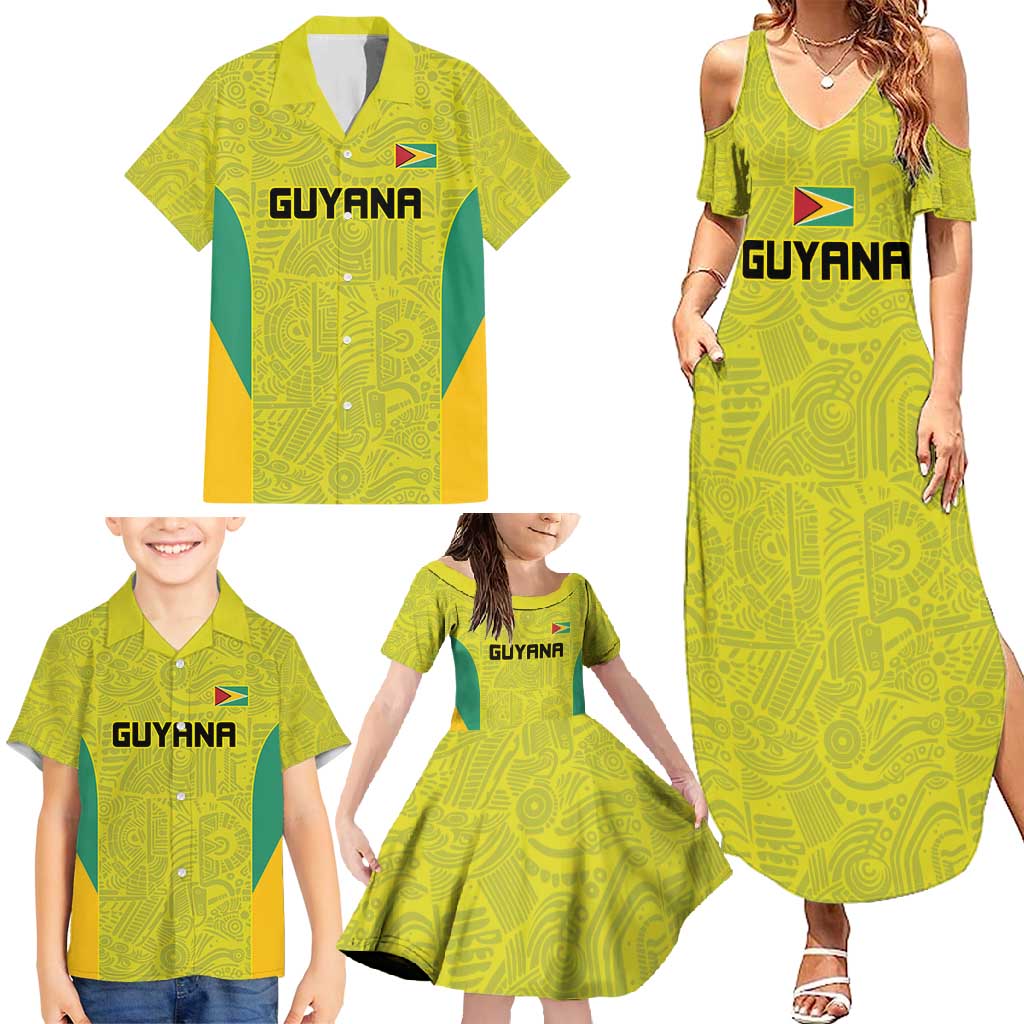 Golden Jaguars Football Custom Family Matching Summer Maxi Dress and Hawaiian Shirt Proud of Guyana - Wonder Print Shop