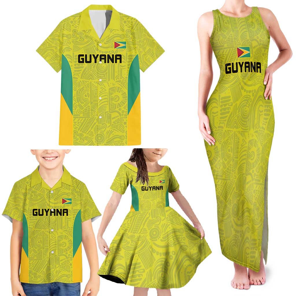 Golden Jaguars Football Custom Family Matching Tank Maxi Dress and Hawaiian Shirt Proud of Guyana - Wonder Print Shop