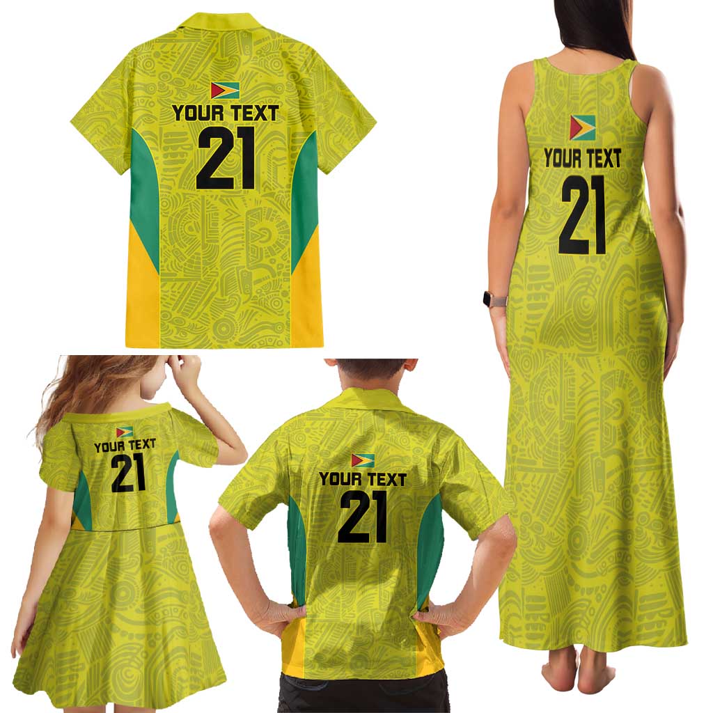 Golden Jaguars Football Custom Family Matching Tank Maxi Dress and Hawaiian Shirt Proud of Guyana - Wonder Print Shop
