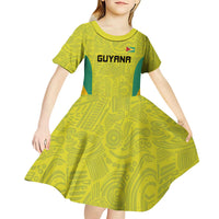 Golden Jaguars Football Custom Kid Short Sleeve Dress Proud of Guyana - Wonder Print Shop