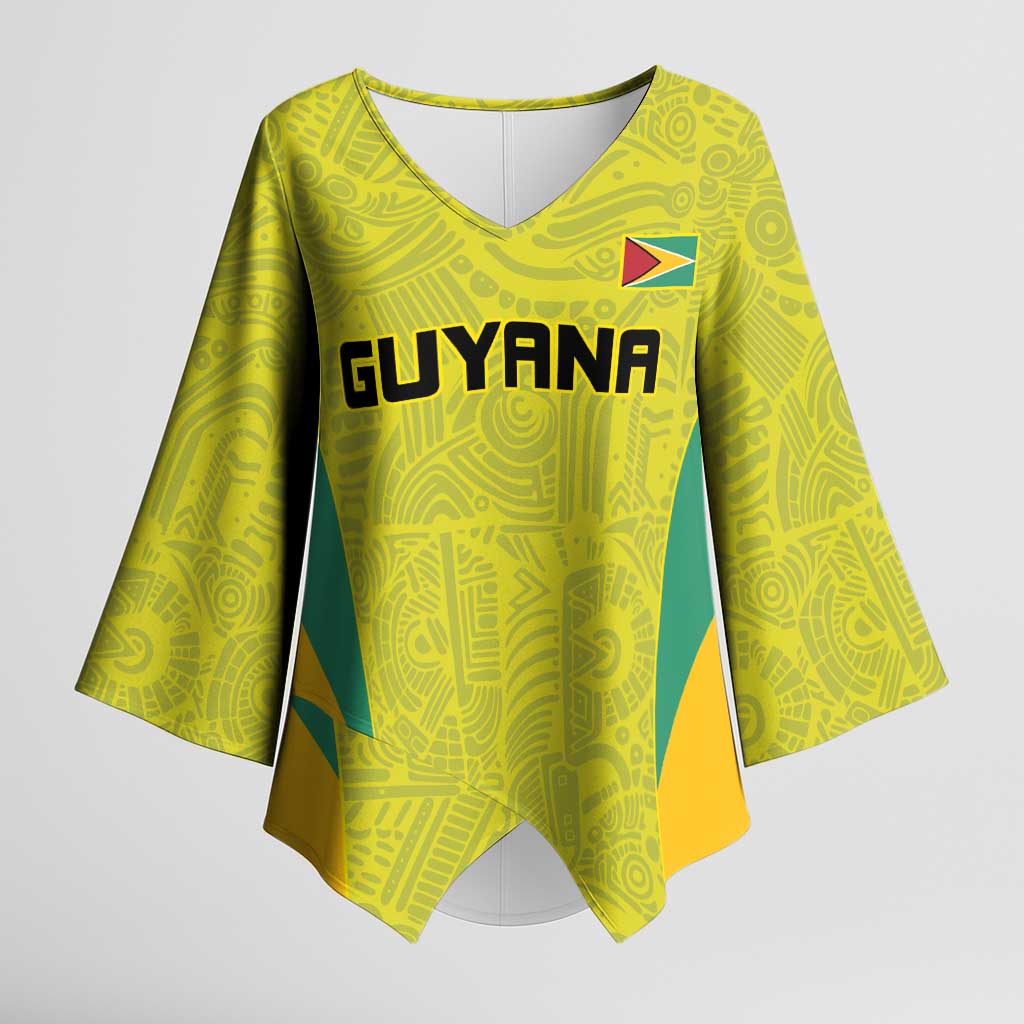 Golden Jaguars Football Custom Kimono Sleeve Blouse Proud of Guyana - Wonder Print Shop