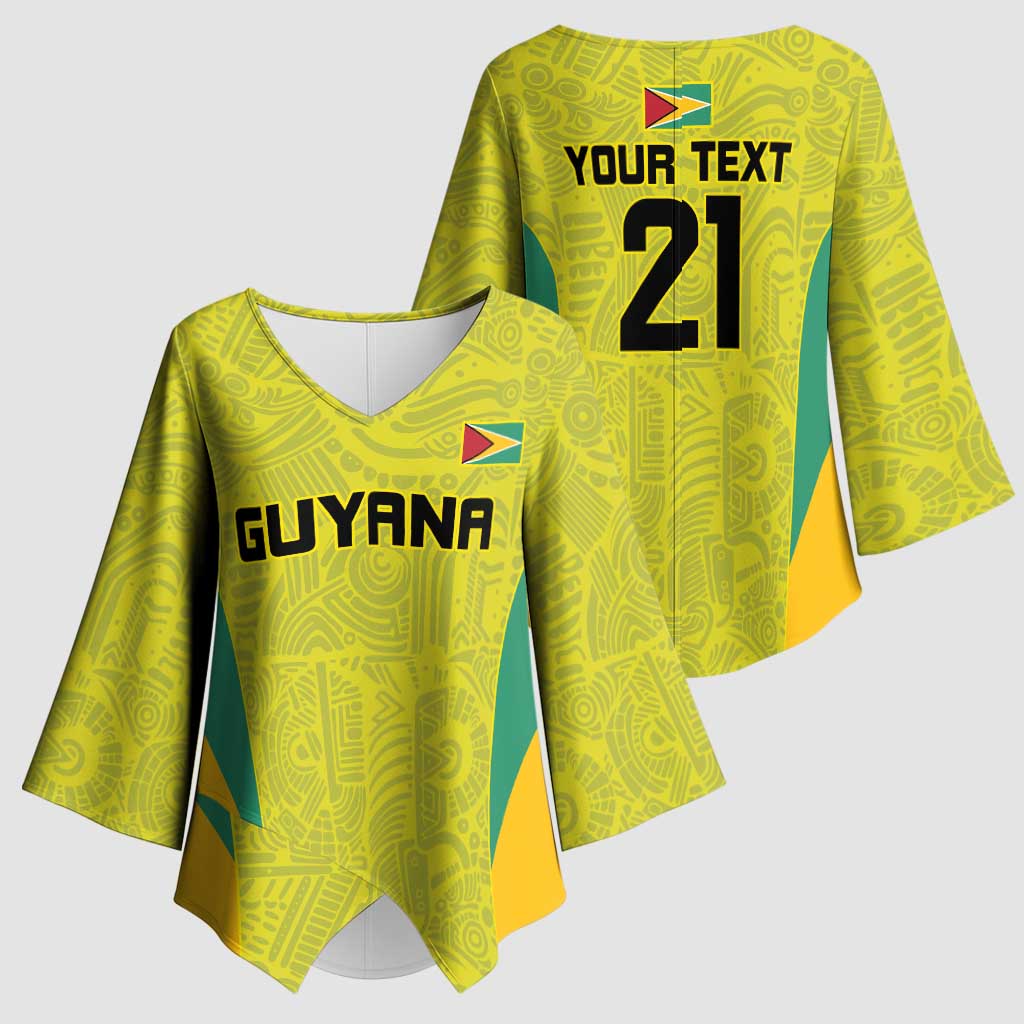 Golden Jaguars Football Custom Kimono Sleeve Blouse Proud of Guyana - Wonder Print Shop